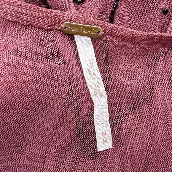 Free People Beaded Mesh Drop-Waist Dress Size Medium - Picture 3 of 4